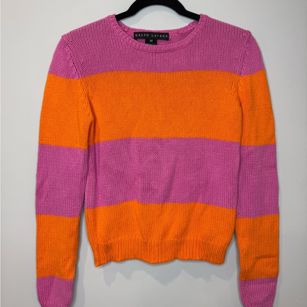 Ralph Lauren Stripped Pink and Orange Sweater Medium
